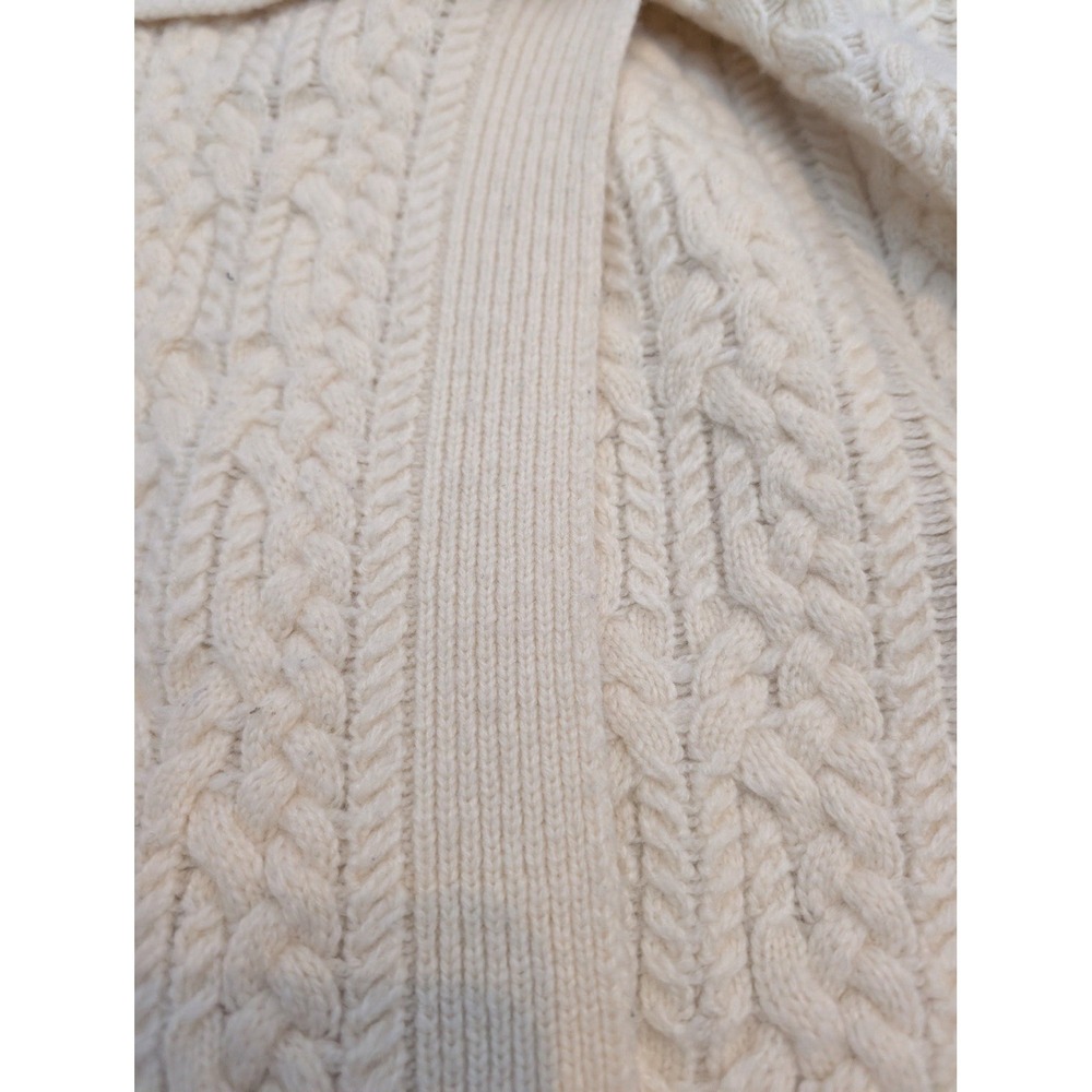 Woolrich Women's small Wool blend Cream Cable Knit Cowl Neck wrap Sweater Vest - Picture 5 of 9
